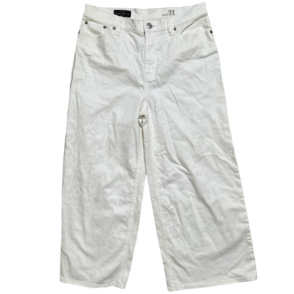J.Crew Essential Wide Rayne Leg Pants Size 31 Pockets White - Picture 1 of 6